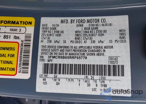 2024 Ford Bronco Sport Big Bend z USA, uszkodzony, nr VIN 3FMCR9B65RRF65779